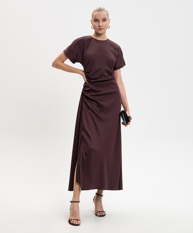 simkhai burgundy dress Oxblood Burke Draped Midi Dress main image 0