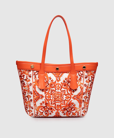 Atene orange printed tote bag