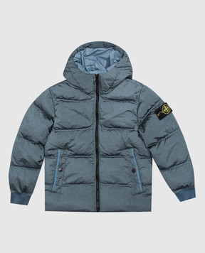 Stone Island Children's green down jacket with logo patch L2S164100006S001914