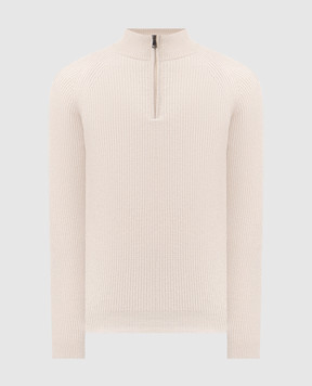 Pini Parma Beige wool and cashmere sweater with zipper HZIPRIBSAND