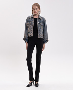 Alexander McQueen Blue denim jacket with a worn effect 871901QMAD4