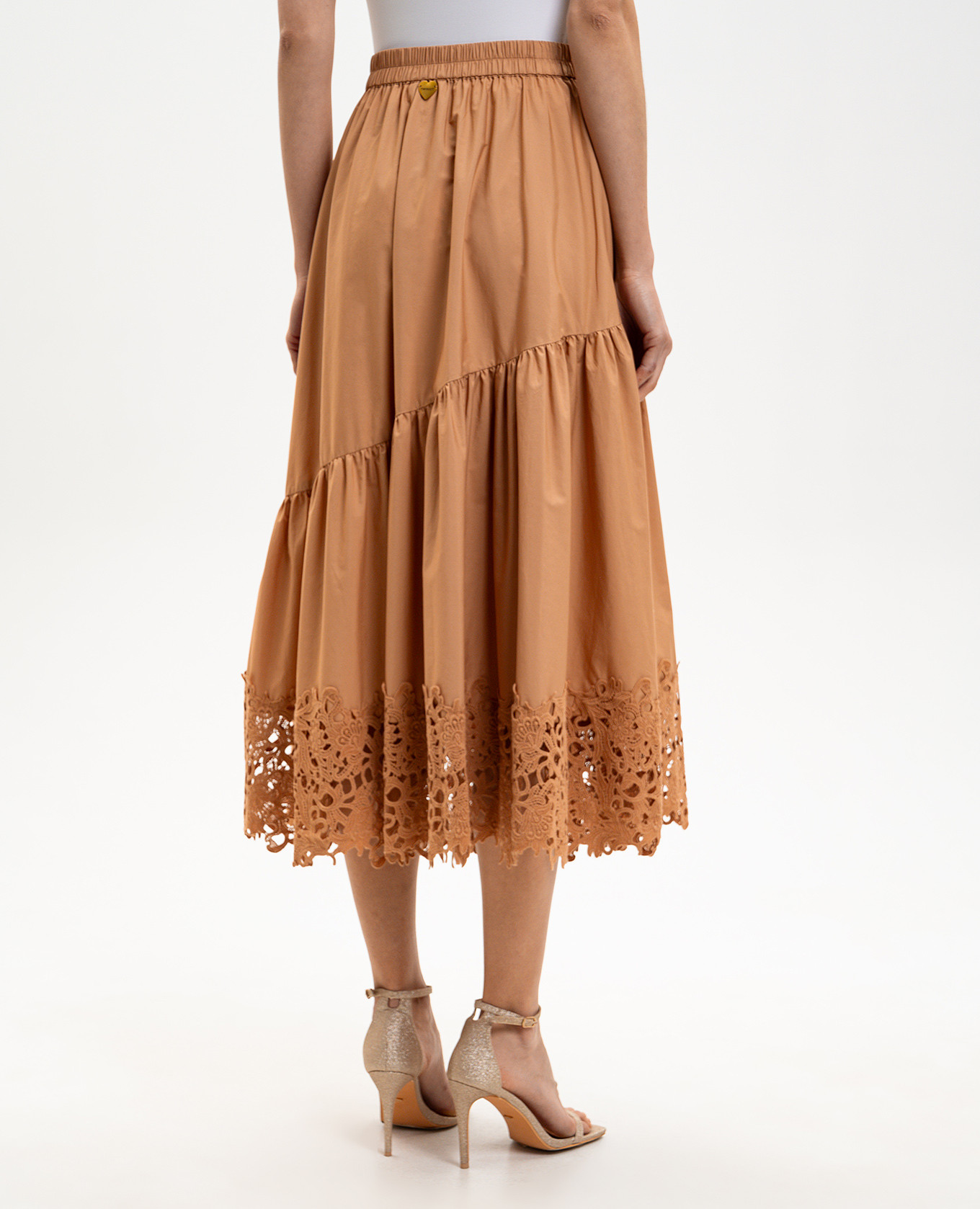 Brown midi skirt with ruffle Twinset 4