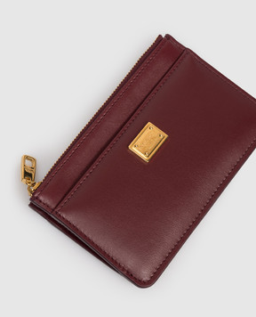 Dolce&Gabbana Burgundy leather cardholder with logo BI1261A9S25