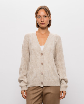 Peserico Beige wool cardigan with lurex A99254F07A9103