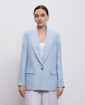 Peserico Blue linen jacket with monil chain A0111602606