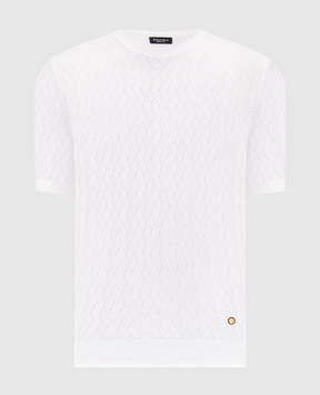 Stefano Ricci White T-shirt with patterned silk K818106G10F26172