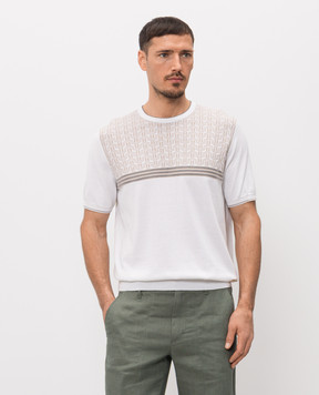 Stefano Ricci Ivory silk patterned T-shirt K818117G10F26283