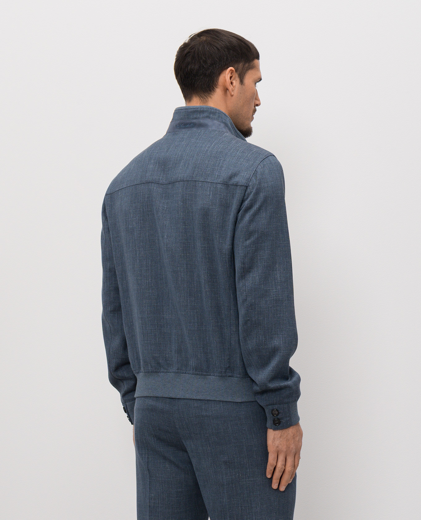 Blue jacket made of wool, silk and linen Enrico Mandelli 4