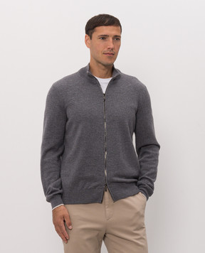 Peserico Gray wool and cashmere cardigan R59532F129V470