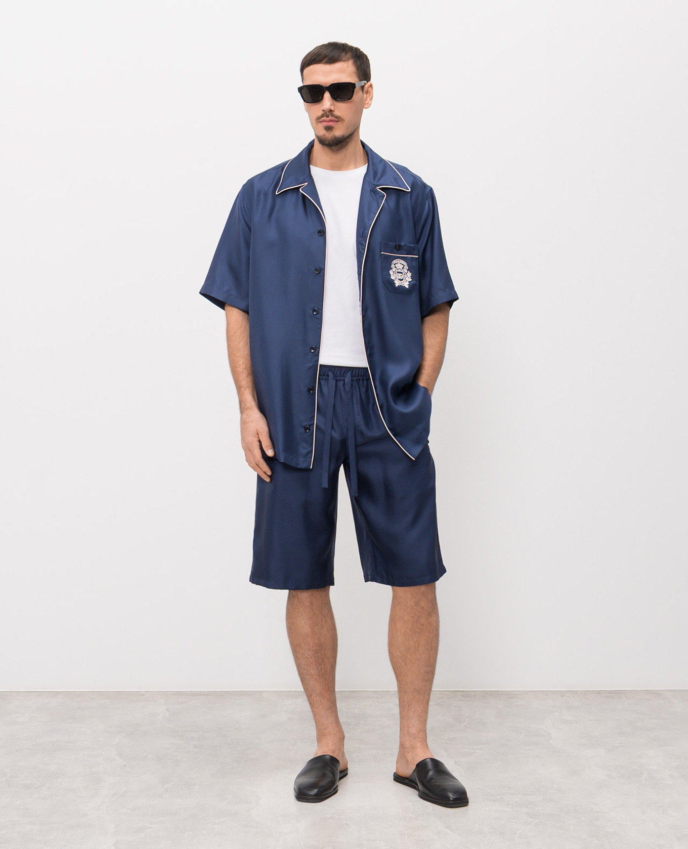 

Blue silk shorts with monogram logo Dolce&Gabbana