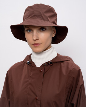 Yves Salomon Army Brown Panama hat with logo patch 26EFA036XXL04W