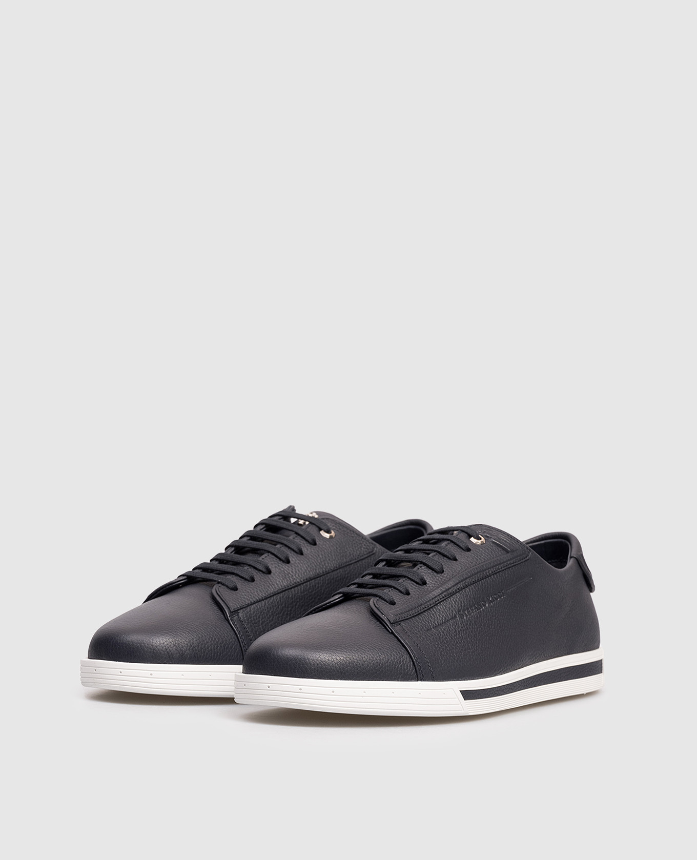 

Blue suede sneakers with logo Stefano Ricci