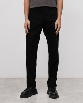 Stone Island Black jeans with logo patch K2S15J100005S00J5