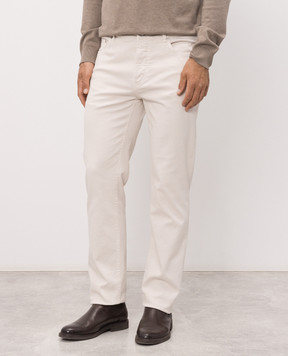 Brunello Cucinelli Ivory jeans with embroidered logo M277PB3210