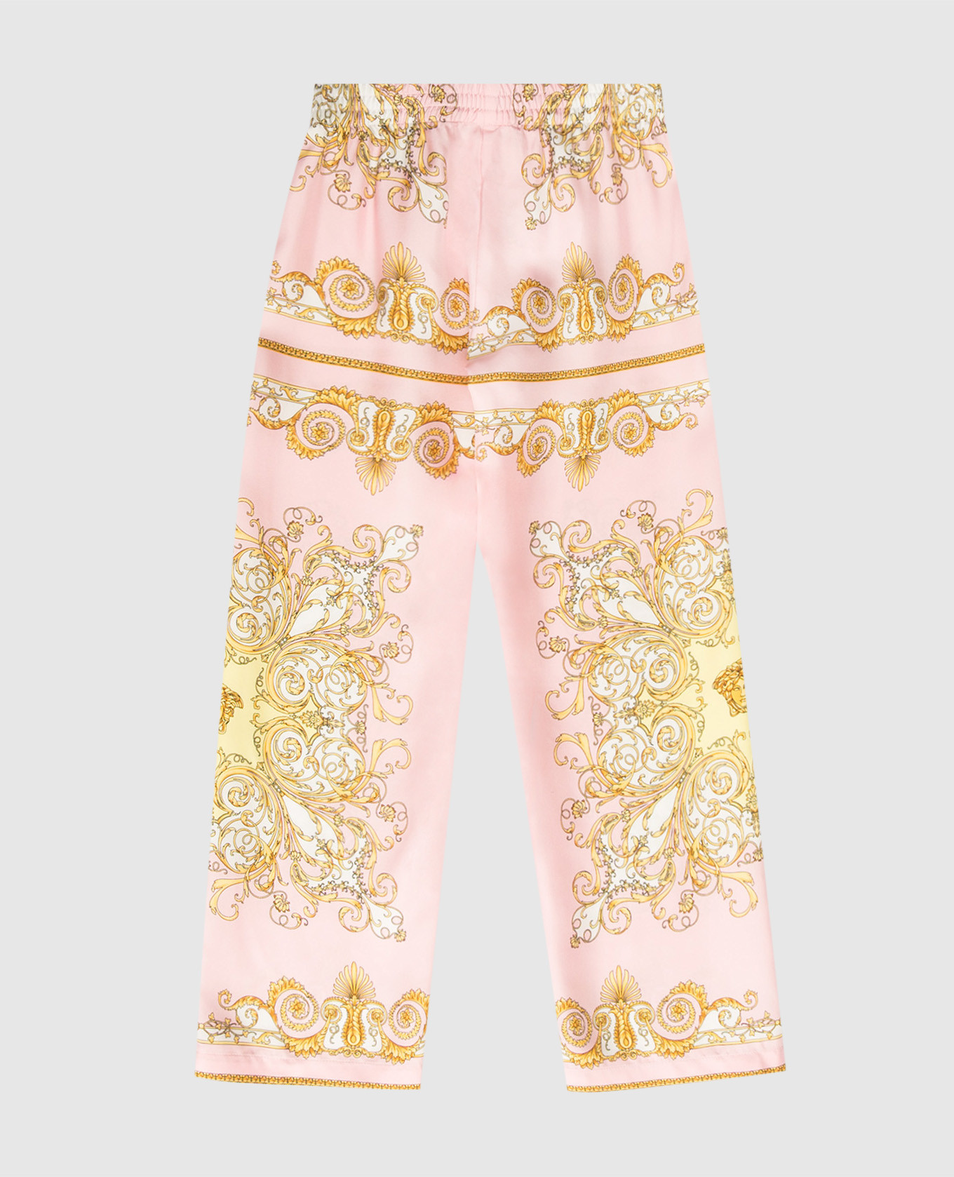 

Children's pink printed silk pants Versace