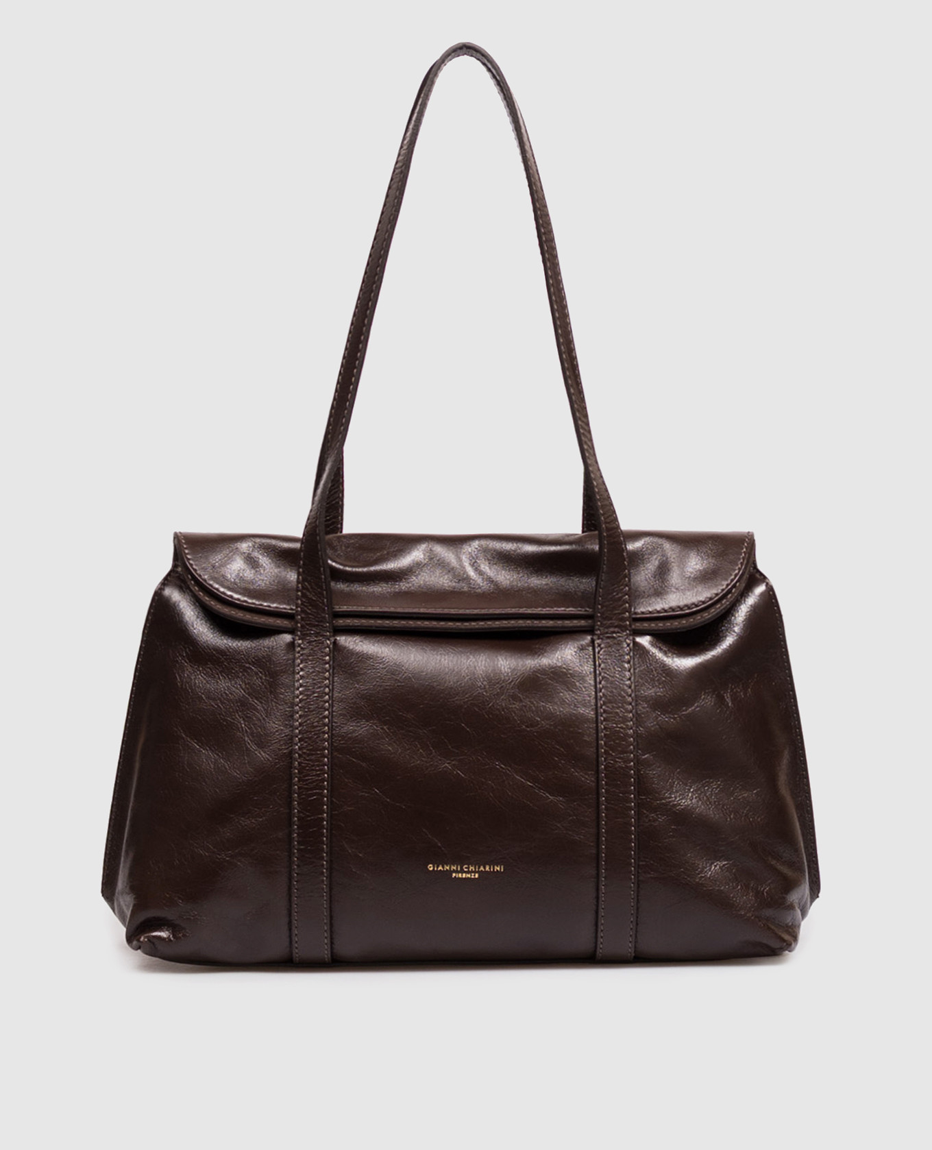 Marghe brown glossy leather tote bag