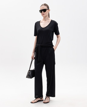 Toteme Black T-shirt with silk 253WRT0527FB0447