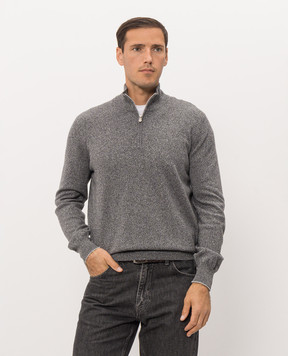 Brunello Cucinelli Gray cashmere jumper with zipper MQS00124