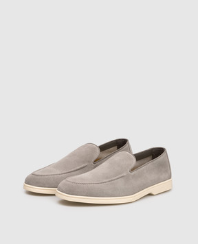 Doucal's Grey suede loafers with logo DU3413NWMAUY009