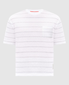 Thom Browne White striped linen t-shirt MJS305AJ0245