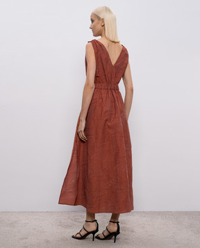 Brunello Cucinelli Brown midi dress with a pattern MQ988A5092