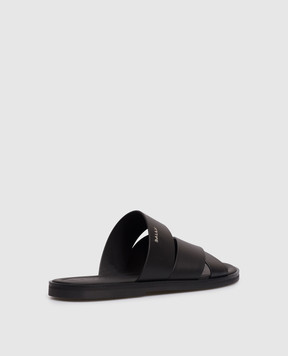 Bally Black leather flip-flops with textured logo MSS05HVT980