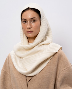 Babe Pay Pls White cashmere hooded scarf AD1901307341R