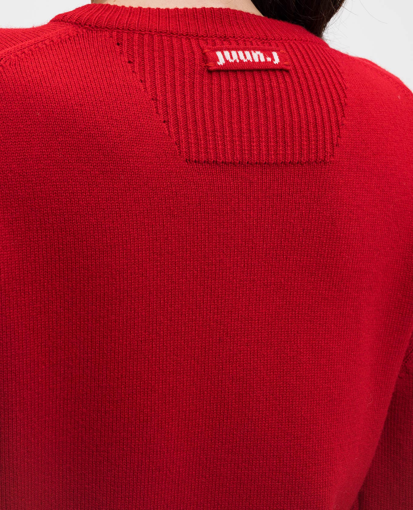 Red wool and cashmere cardigan with logo Juun.j 5