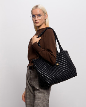 Gianni Chiarini Aurelie black woven tote bag BS12067COMMWPLINT
