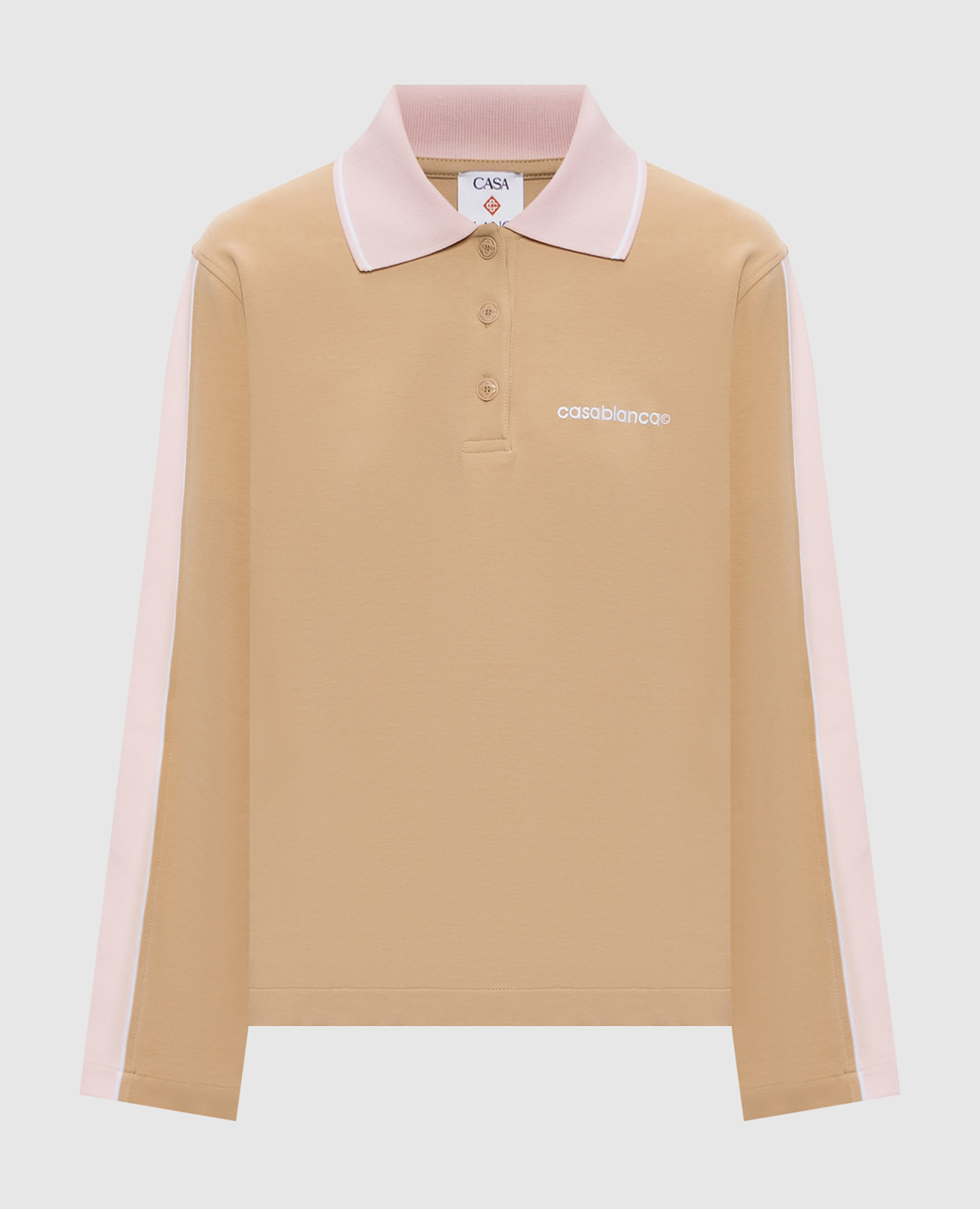 Beige sweatshirt with polo collar