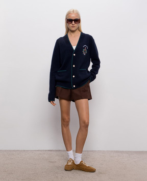 Casablanca Blue wool and cashmere cardigan with embroidery UPF26KW142901
