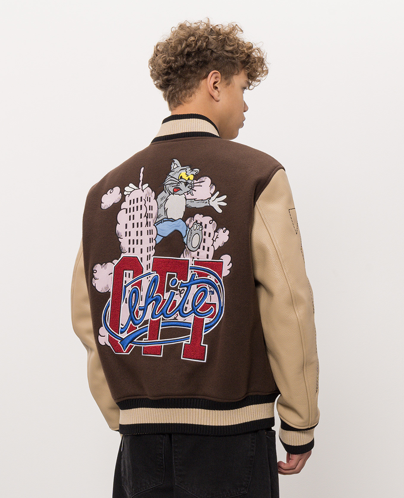Brown bomber jacket with wool Off-White 4
