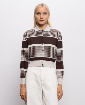 Brunello Cucinelli Striped cashmere and silk cardigan M41855306P