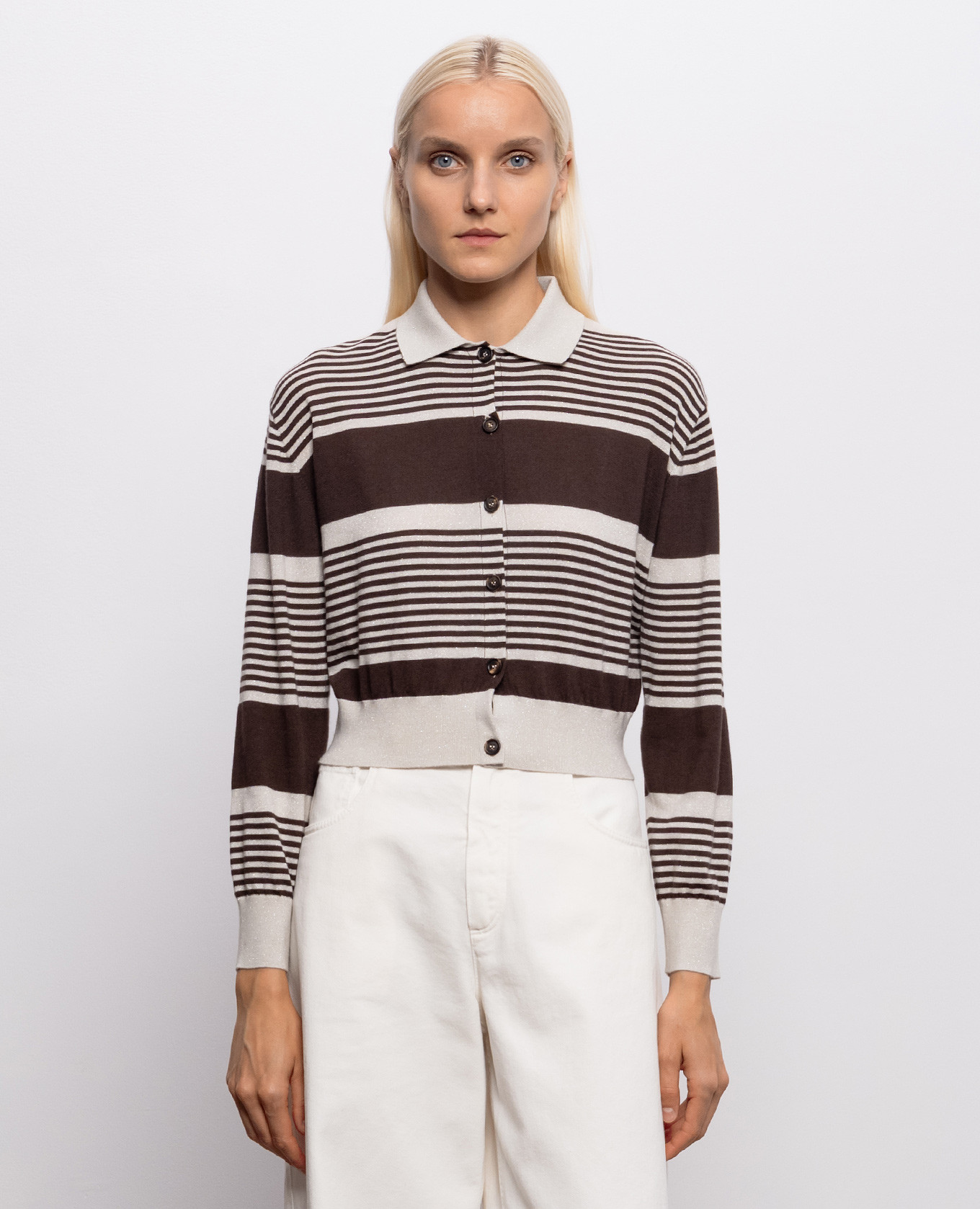 Striped cashmere and silk cardigan Brunello Cucinelli 3