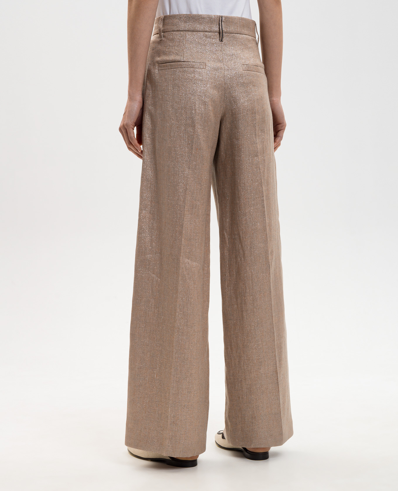 Brown linen pants with lurex Brunello Cucinelli 4