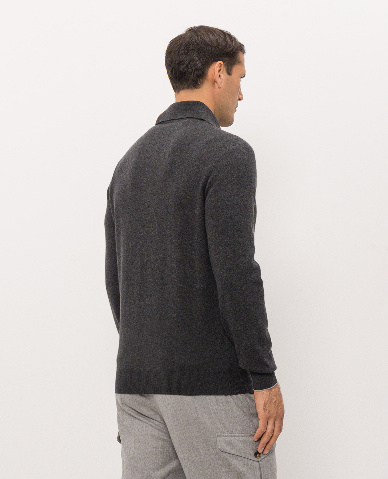 Gray cashmere polo shirt Brunello Cucinelli 4