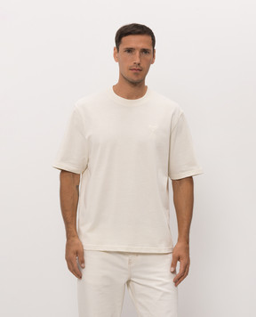 Ami Paris Ivory T-shirt with emblem UTS357726m
