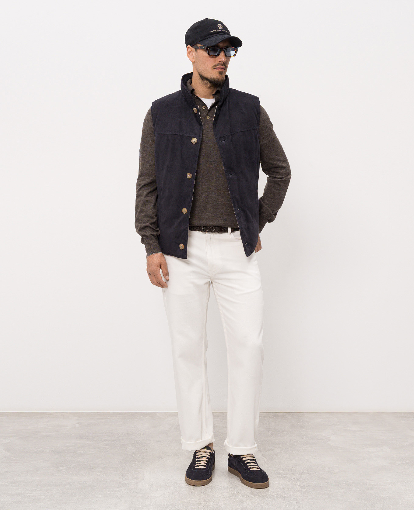 

Blue suede down vest Brunello Cucinelli