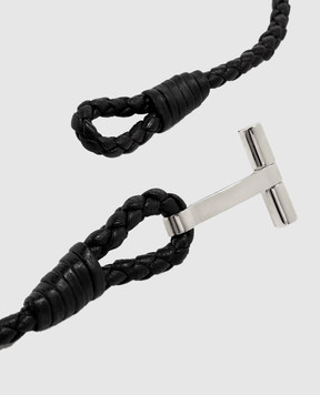 Tom Ford Black leather layered T-wrap bracelet JM005ICL002S