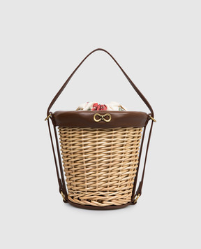 Twinset Beige wicker bucket bag 261TD8253