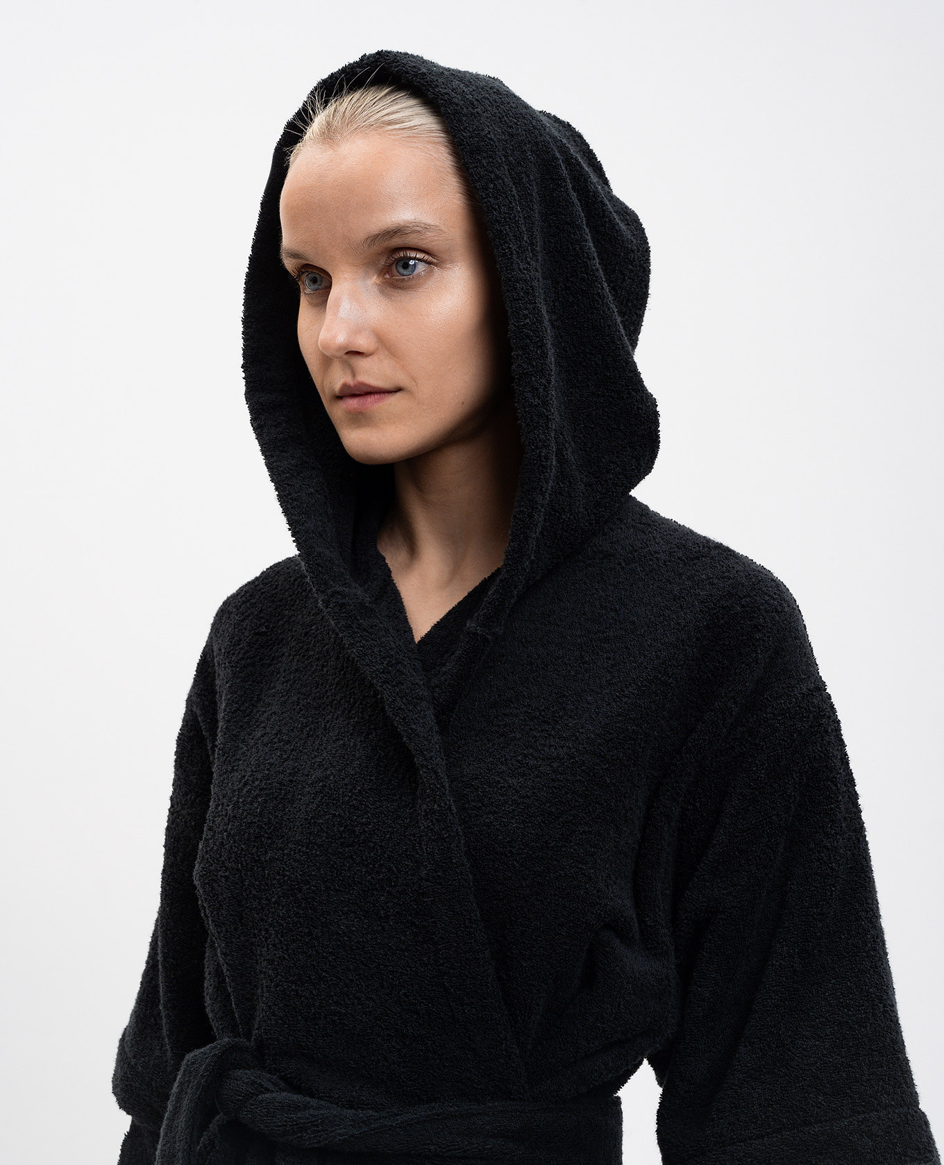 

Black terry bathrobe with pattern Off-White