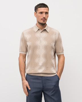Stefano Ricci Beige polo shirt with patterned silk K818105P13F26171