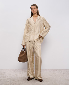 Toteme Beige silk blouse with embroidered monogram logo 213755707