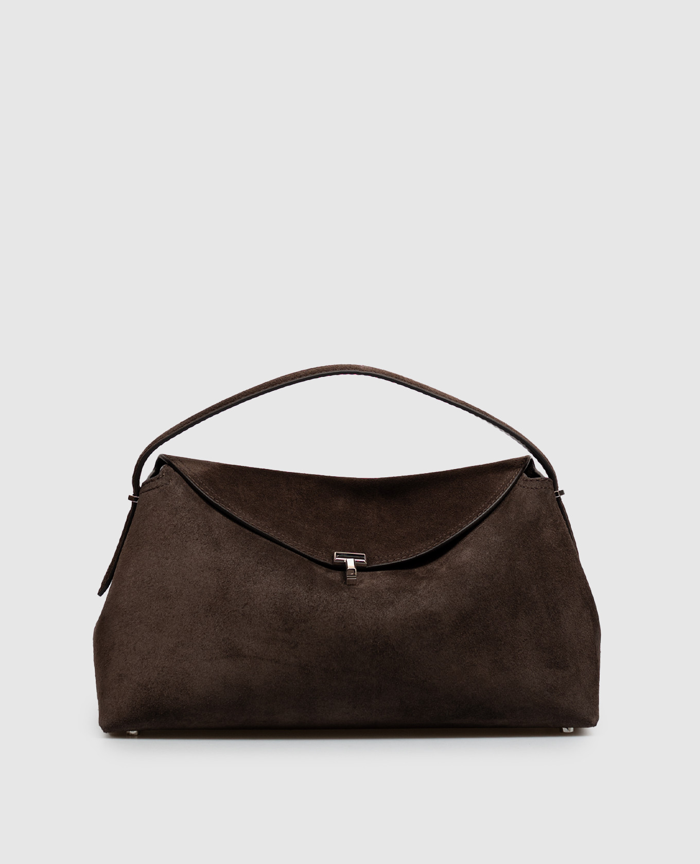 Brown suede T-lock bag