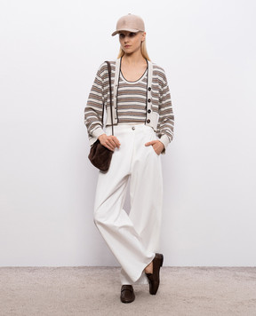 Brunello Cucinelli White jeans with a monil chain ML120P9208