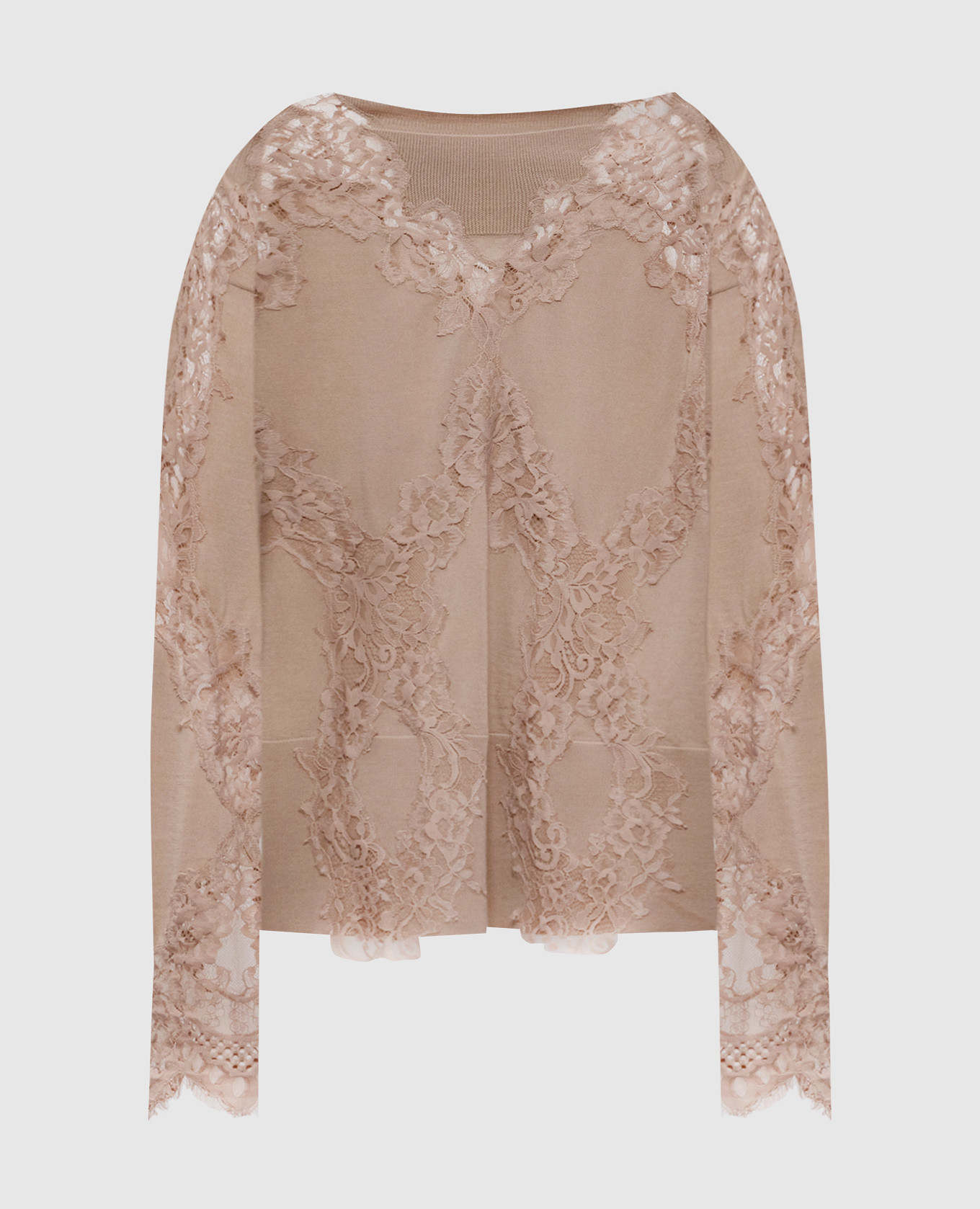 

Brown merino wool jumper with lace Ermanno Scervino