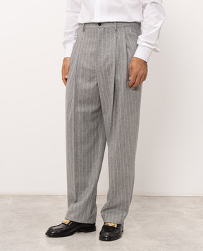 Dolce&Gabbana Gray striped wool pants GP16NTFR23F