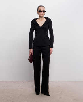Alexander McQueen Black wool pants with stripes 876722QJAAC