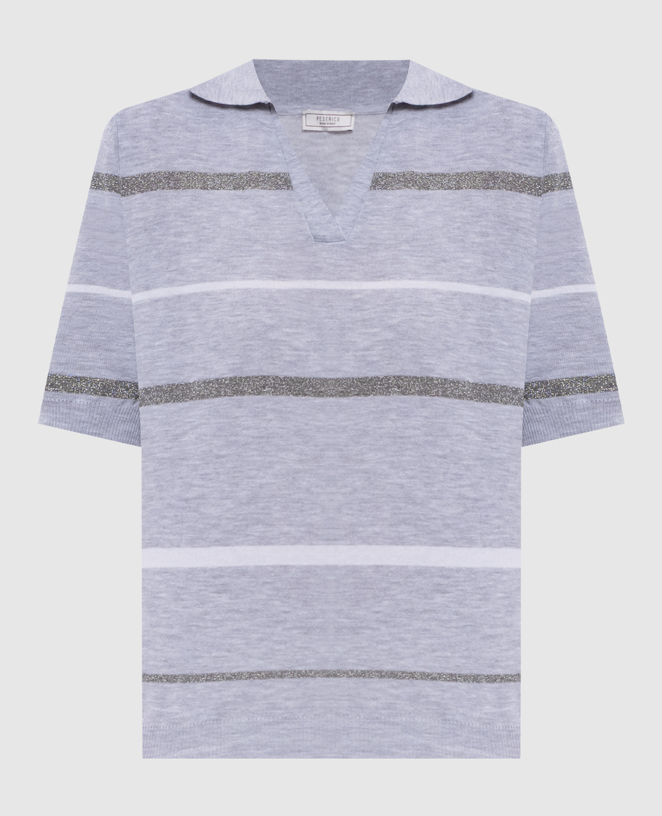 Gray striped polo shirt