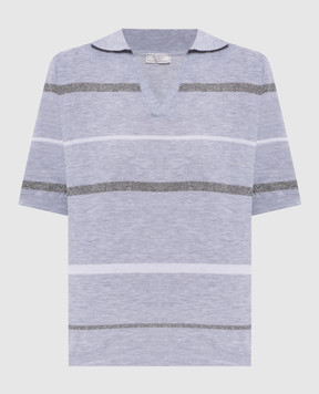 Peserico Gray striped polo shirt A99092F149173M